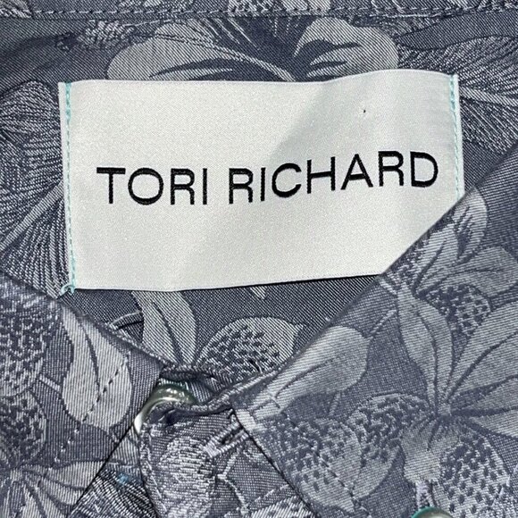 TORI RICHARD 100% Cotton Men's Gray Floral Design Button Up Long Sleeve Shirt -L - Picture 9 of 14